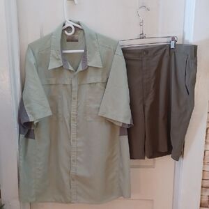 Fishing Shirt Xxlarge Green Short Size 40 Sleeve Shirt and Shorts Set